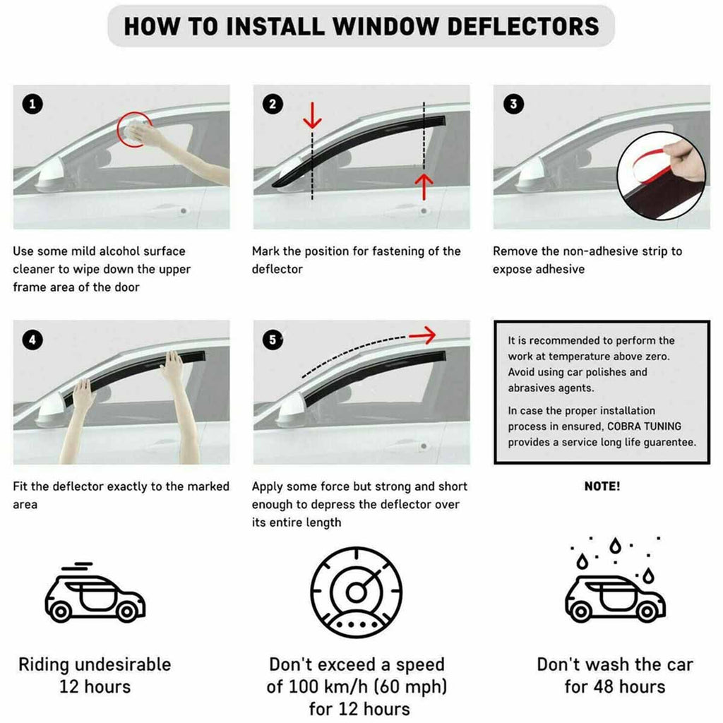 Dark Smoke Window Visors Sun Guards K894
