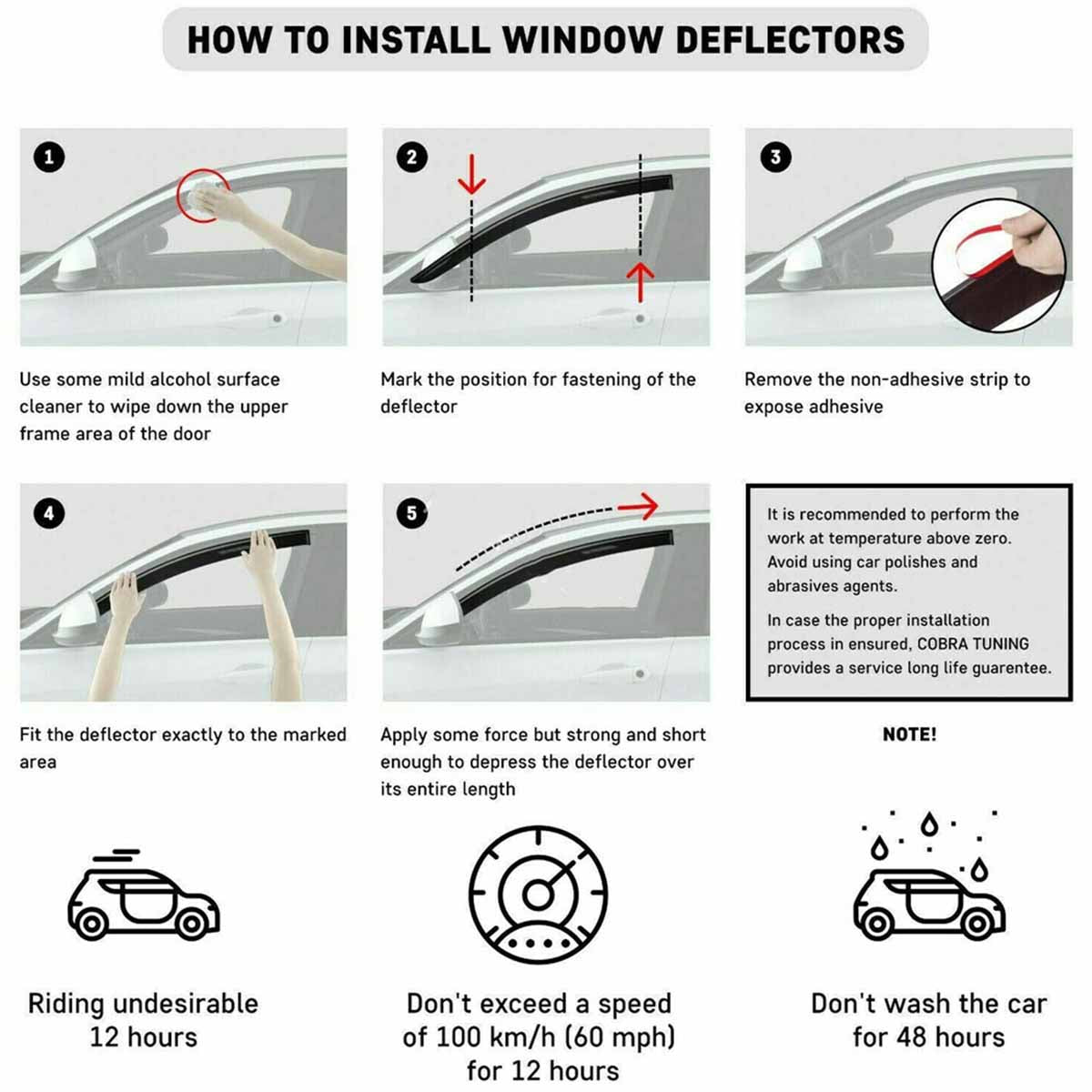 Dark Smoke Window Visors Sun Guards K894