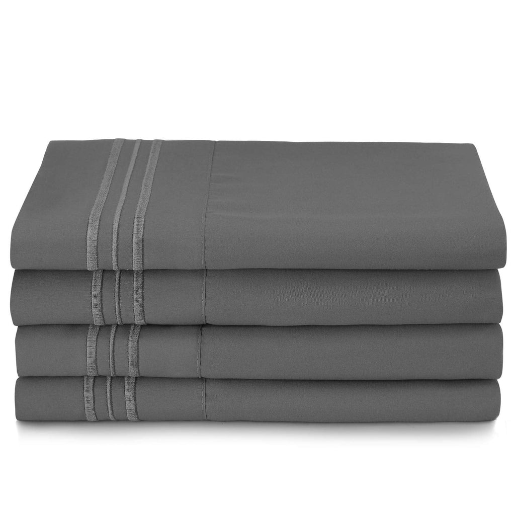 6 Piece Full XL Microfiber Bed Sheet Set with Extra Pillowcases, Deep Pockets Fitted Sheet, Charcoal Stone Gray Y153044