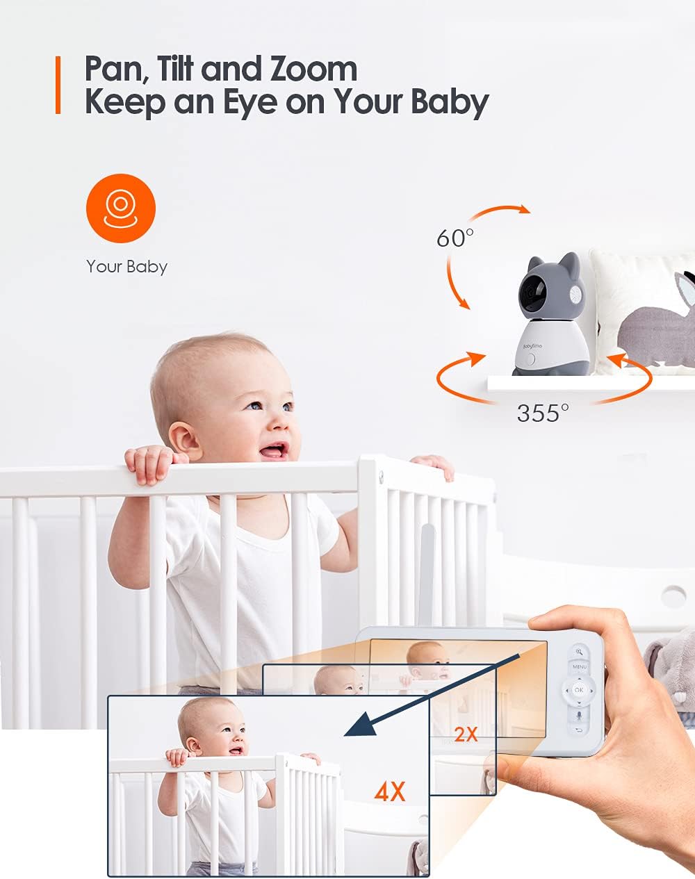 1080P Pan/Tilt Video Baby Monitor with Infrared Night Vision H64838