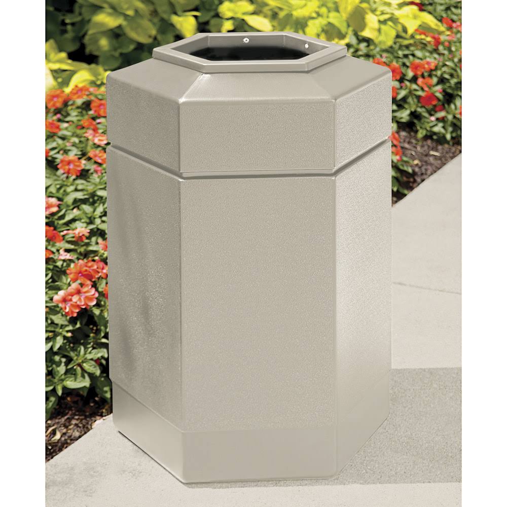 Beige 30-Gallon Hex Waste Container R3119