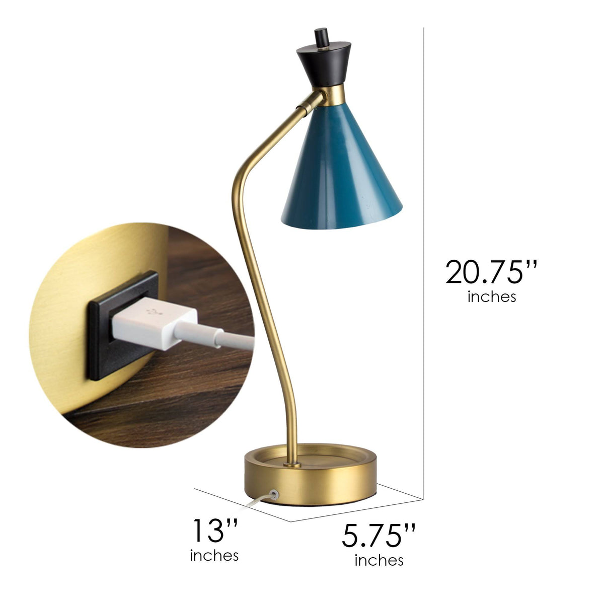 Metal Desk Lamp with USB Charger X208