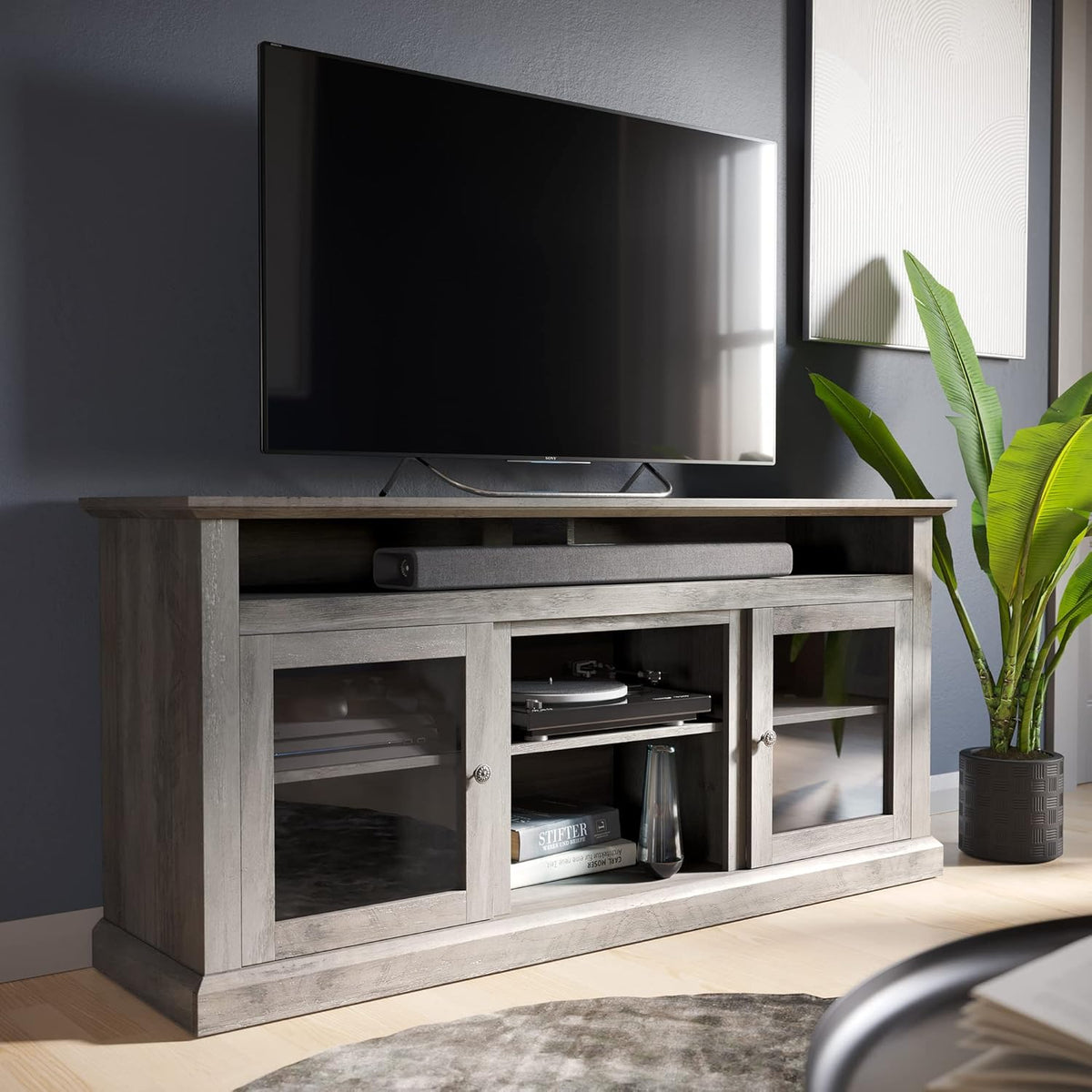 Gray Wash Electric Fireplace TV Stand P17875