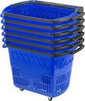 Blue Plastic Shopping Basket Set with Wheels C952004