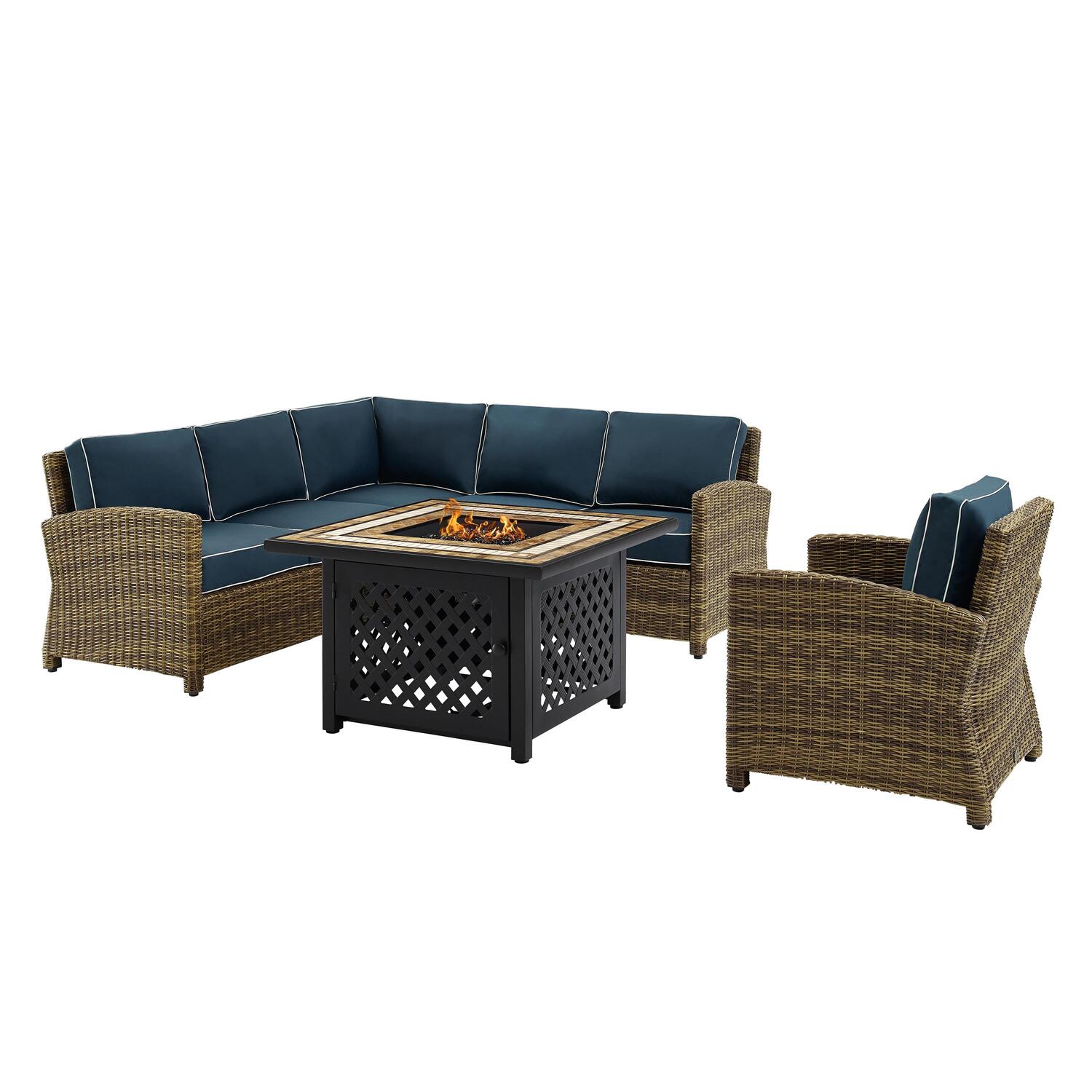 5Pc Outdoor Wicker Sectional Set with Glass Top Coffee Table T98954