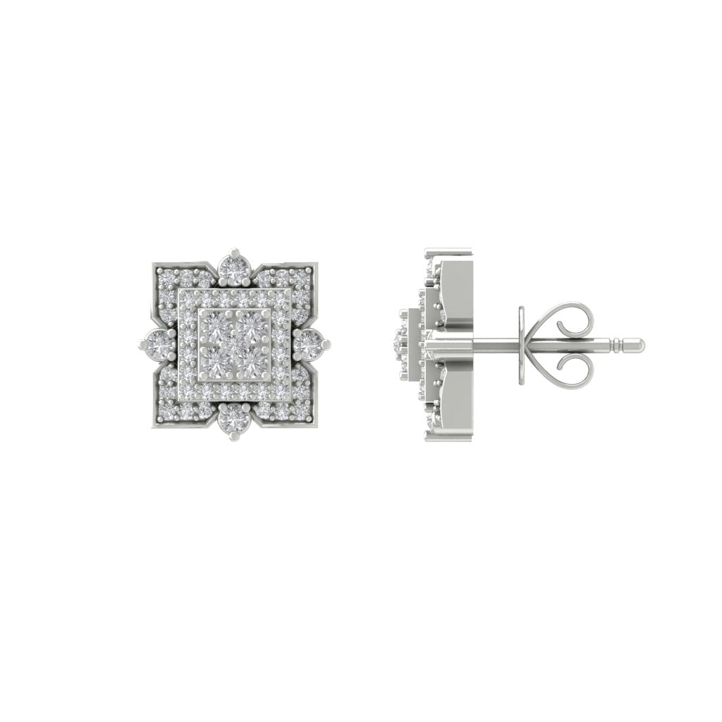 Sterling Silver Diamond Cluster Stud Earrings L997876