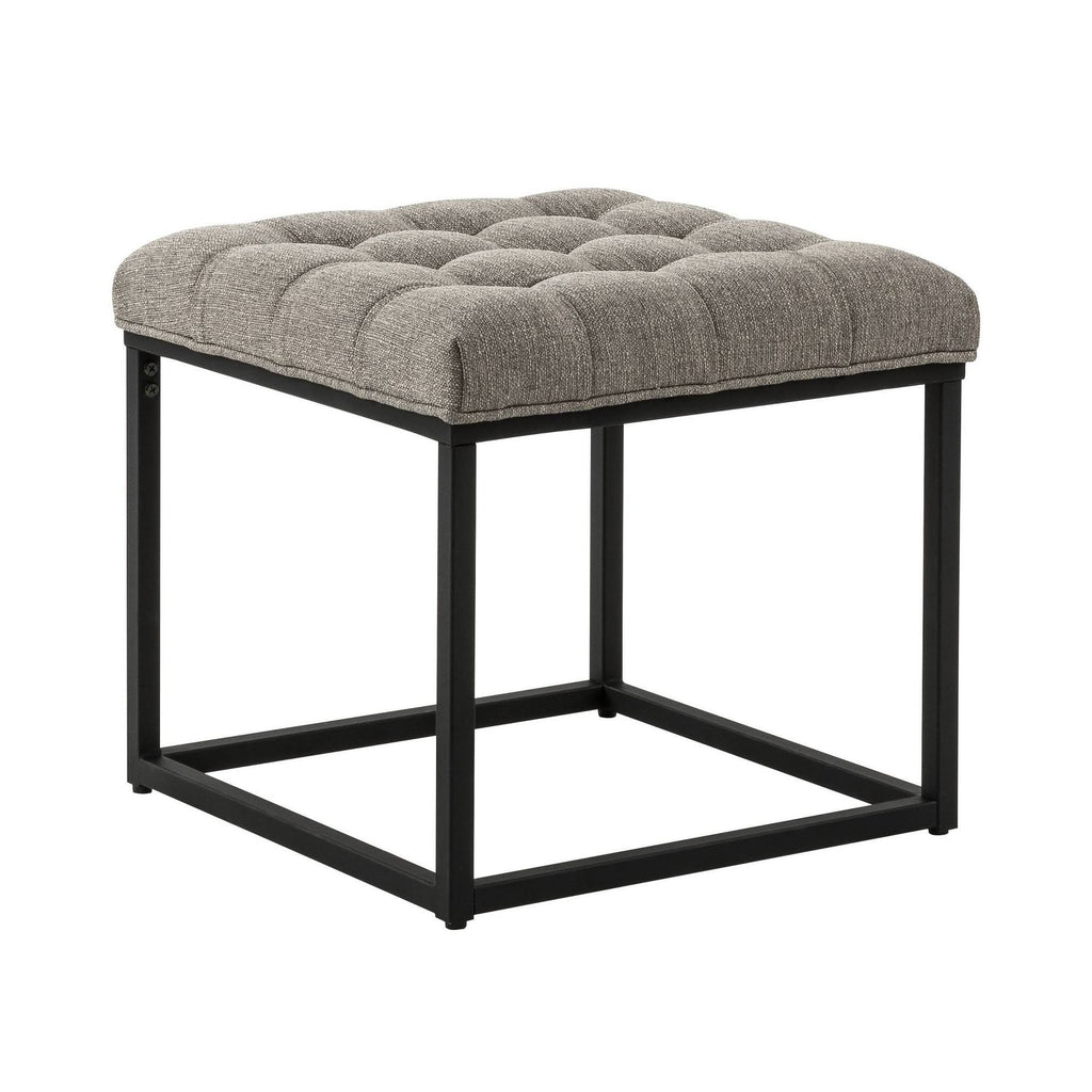 Grey Button Tufted Metal Ottoman U1933
