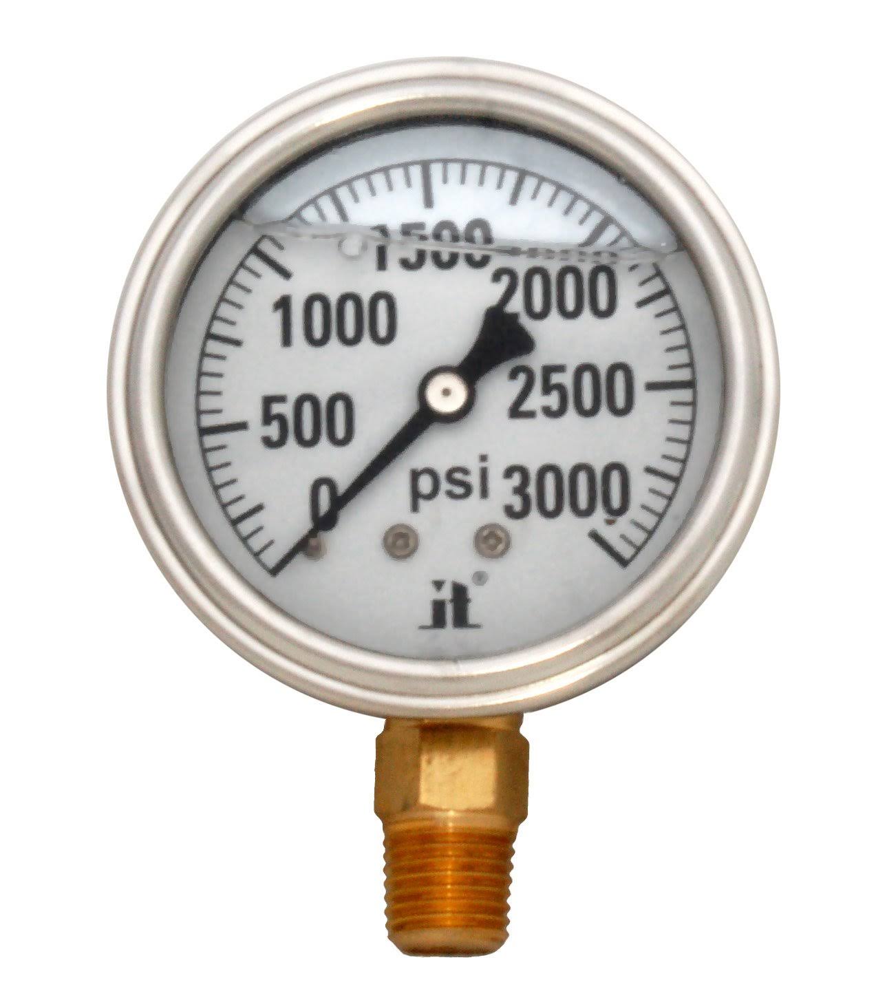 Liquid Filled Pressure Gauge 0-3000 PSI Box of 10 K877082