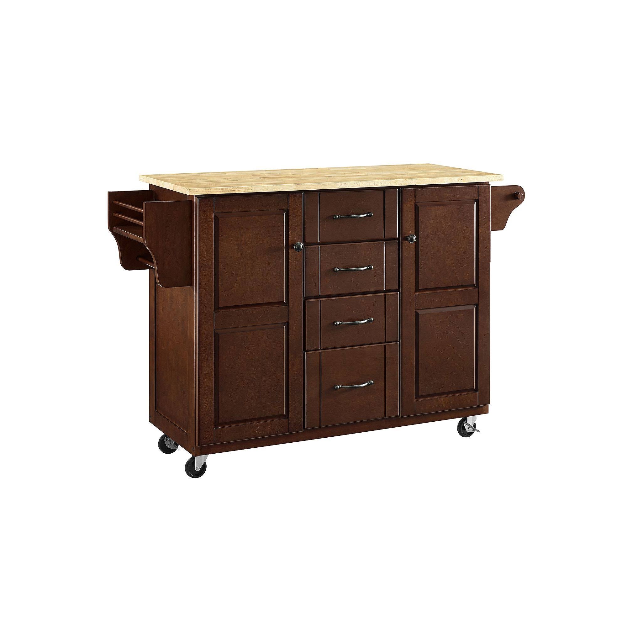Mahogany Stainless Steel Top Kitchen Cart Y4668