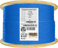 Bulk Ethernet Cable Reel, Cat6A Shielded Plenum, 1000ft, FTP 23AWG, Solid Pure Copper, Blue O74185