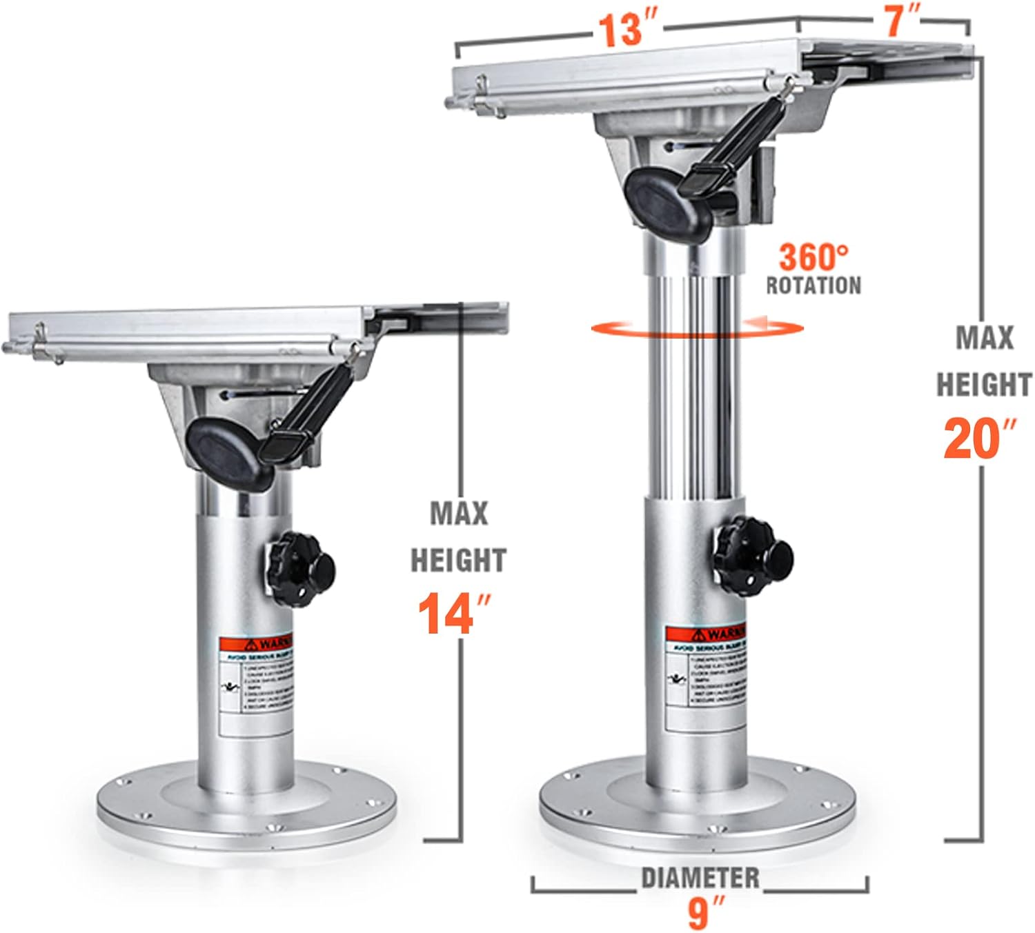 Adjustable Aluminum Marine Boat Seat Pedestal with Slide H44324