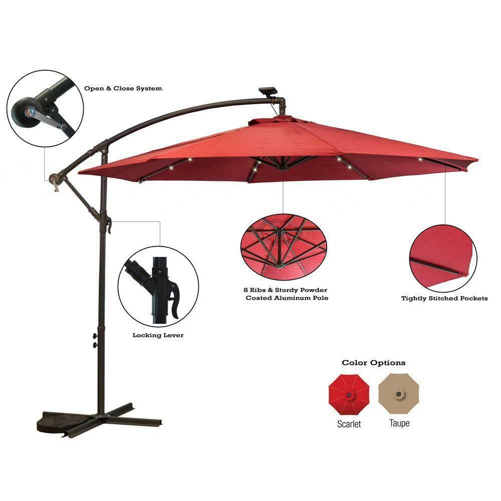 Scarlet Cantilever Solar Patio Umbrella J473