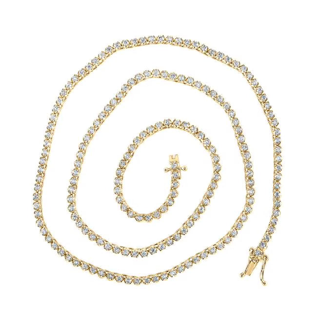 10K Yellow Gold Diamond Tennis Chain Necklace Q6382
