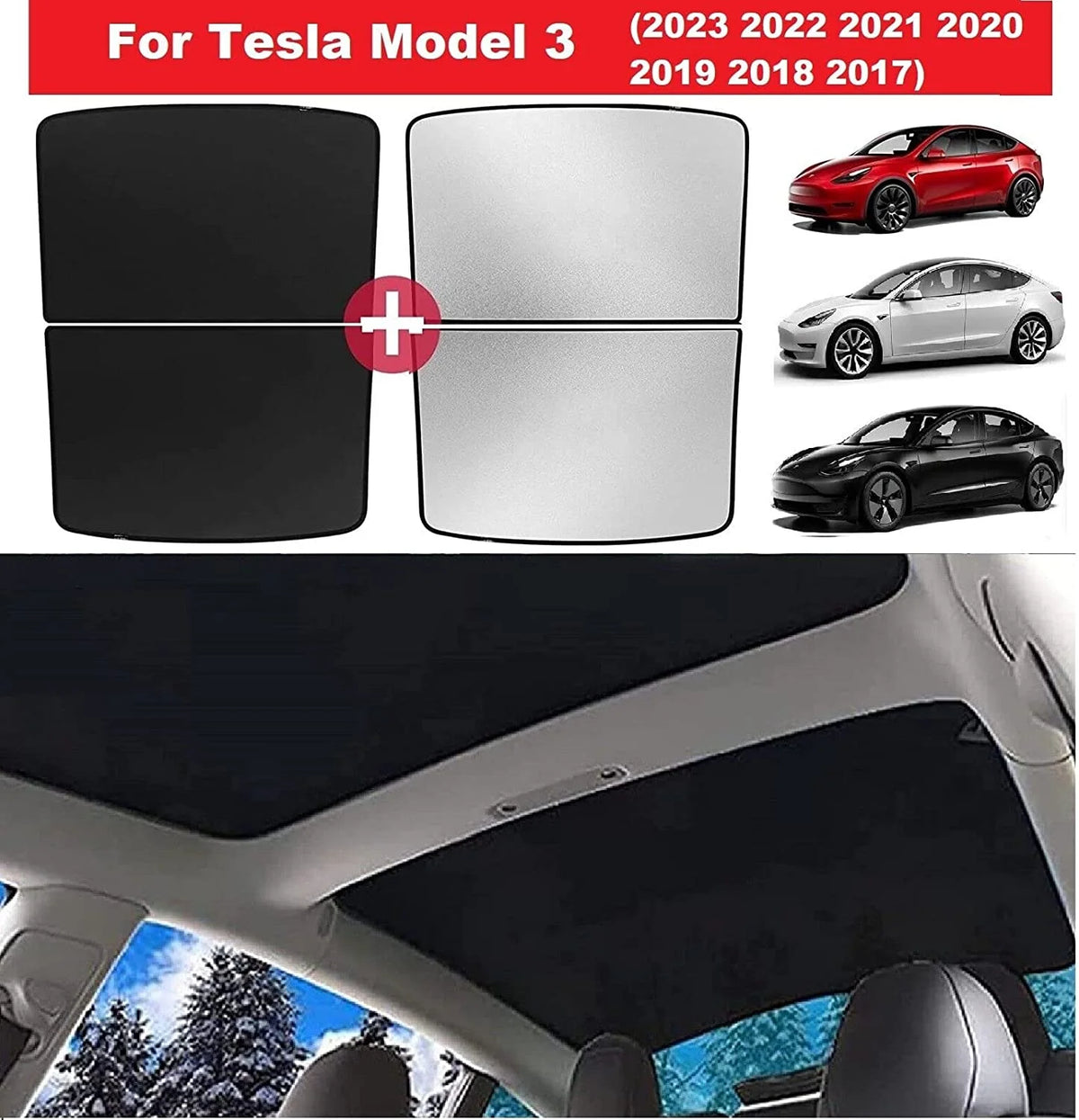 Black Reflective Sunshade Roof Window Cover G591
