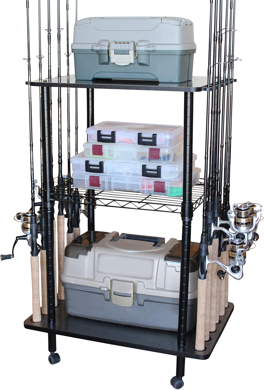 Black 12 Fishing Rod Tackle Cart X64403