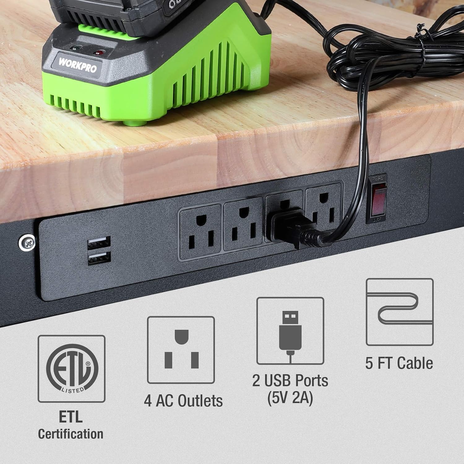 Adjustable Workbench with Power Outlets Z80271