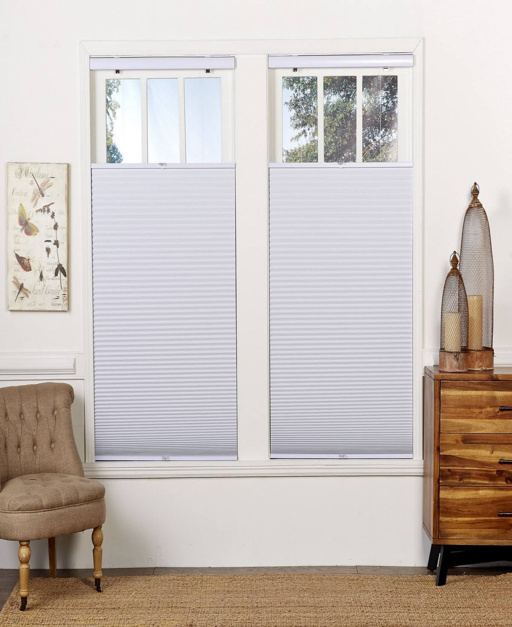 White Top Down Bottom Up Cordless Shade J293