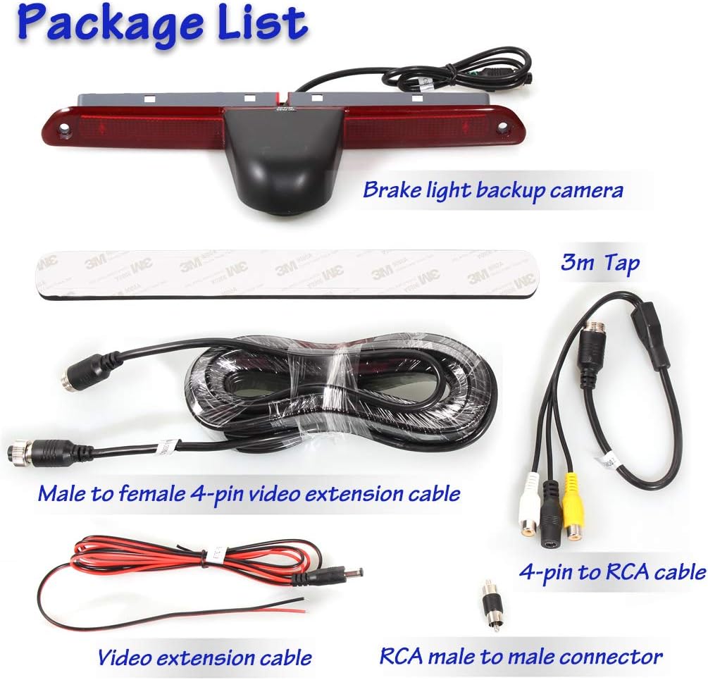 3rd Brake Light Backup Rear View Reverse Camera for Sprinter Vans 2007-2019, 150° Roof Top Mounting Parking Camera, 8 IR Night Vision Lights, Pack of 2 E89432