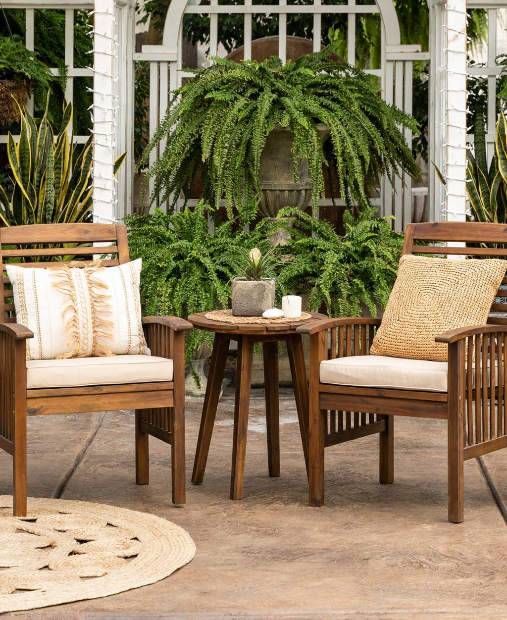 Dark Brown Acacia Wood Conversation Set, 3 Pieces U676467
