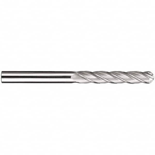 4 Flute Ball End End Mill, Aluminum Titanium Nitride Coating, 5/8x22 Cutting Diameter U726362
