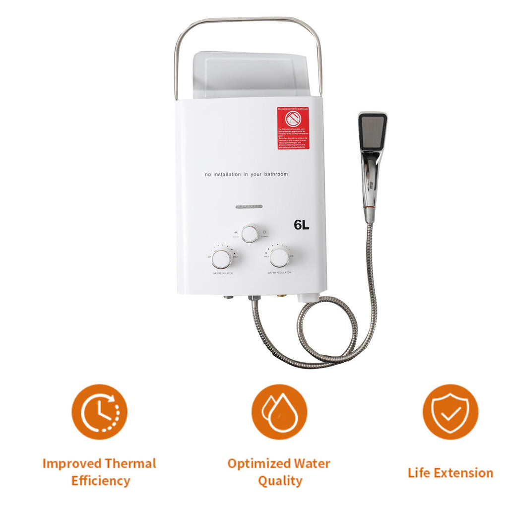 6L 12KW LPG Propane Gas Tankless Water Heater with Shower Head Kit L33264