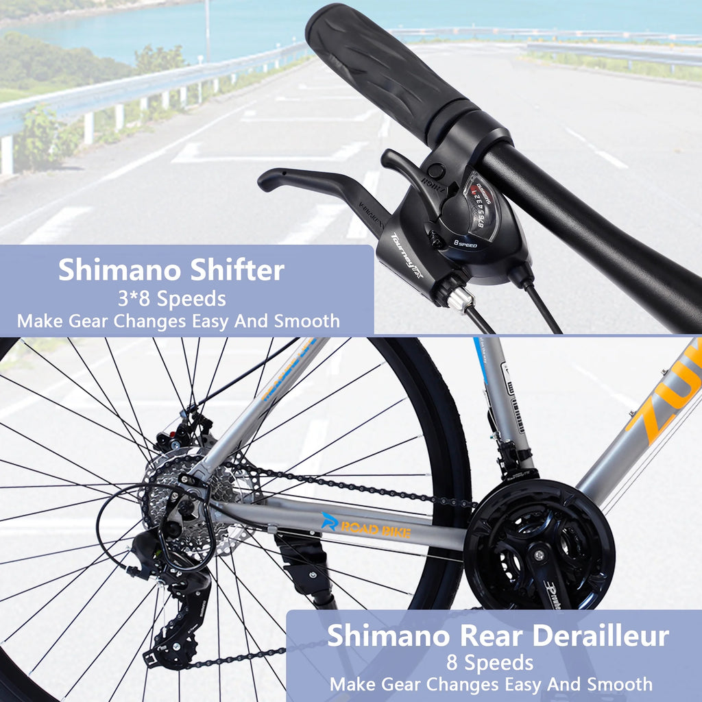 Silver 700C Hybrid Bike with Double Disc Brake V48384