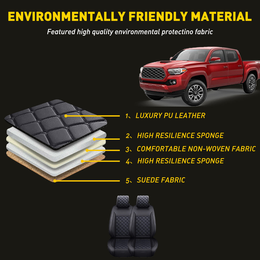 Waterproof Leather Car Seat Covers Full Set for Toyota Tacoma Crew Cab B591430