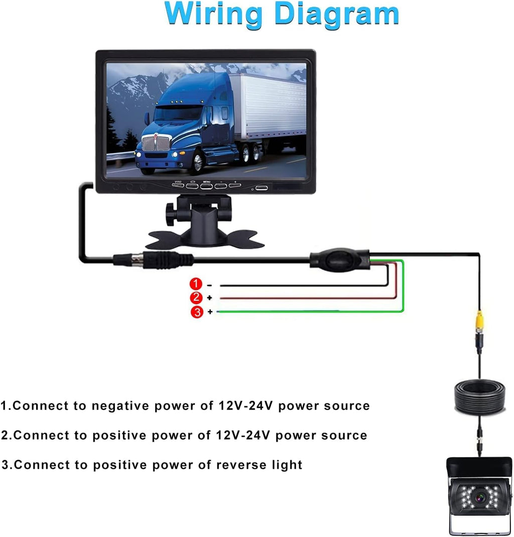 IP66 Waterproof 7 Inch Monitor Dual Camera Backup Camera Kit B9744