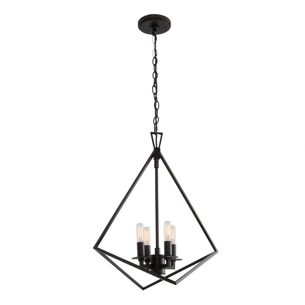 Four Light Cage Chandelier Matte Black B40568