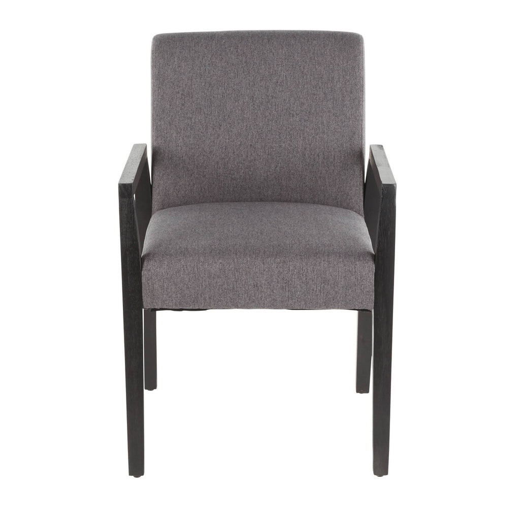 Grey Fabric and Black Wood Arm Chair (Set of 2) A350