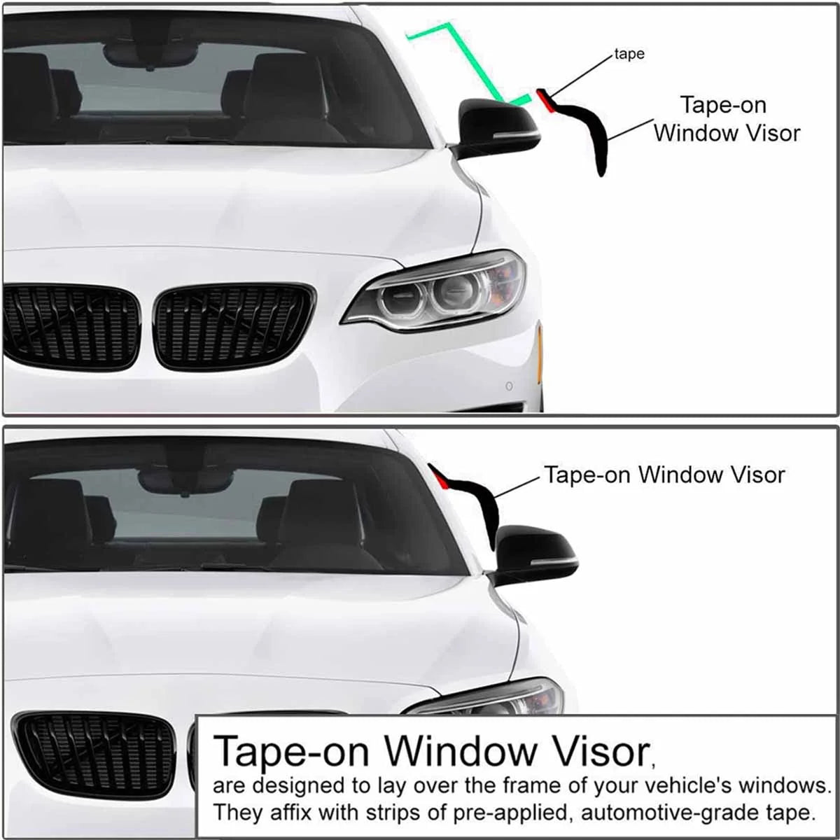 Dark Smoke Window Visors Sun Guards K894