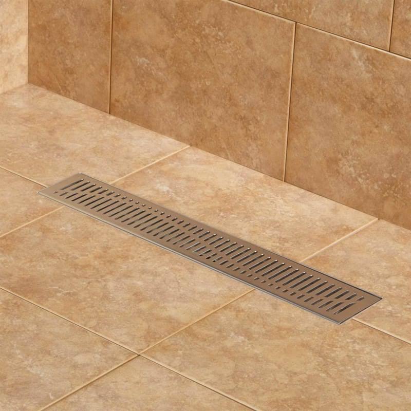 Brushed Stainless Steel Linear Shower Drain with Flange X49305