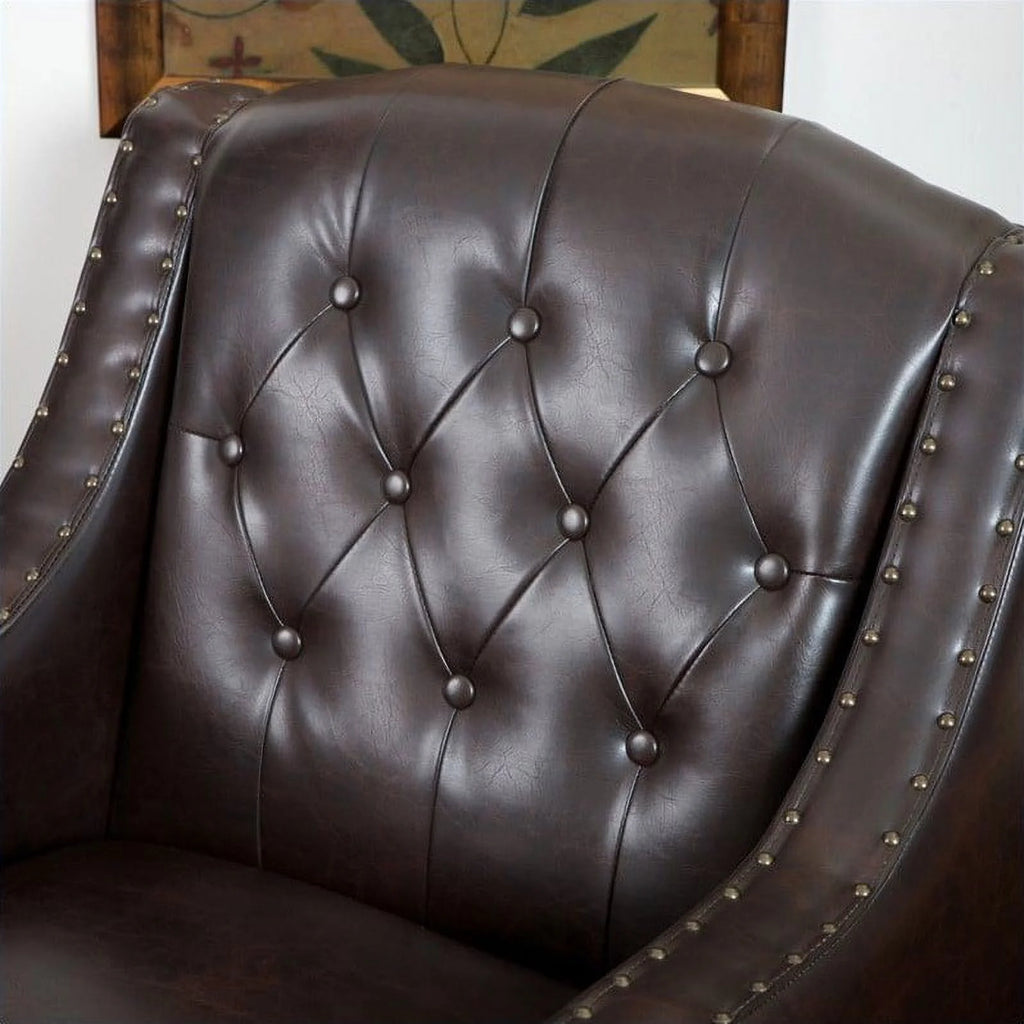 Dark Espresso Tufted Leather Club Chair H341133
