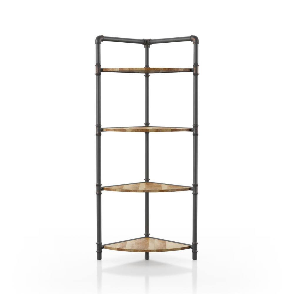 Sand Black 4-Shelf Corner Bookcase C3243