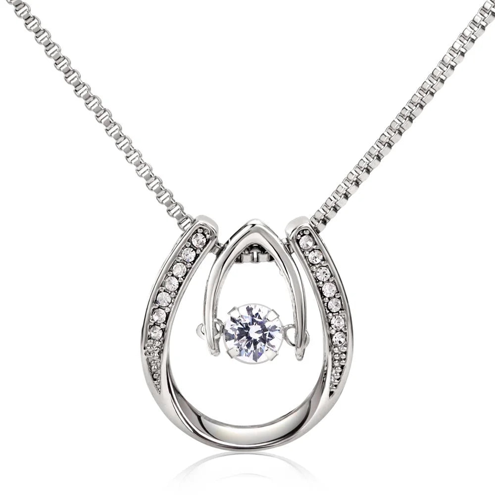 Lucky Horseshoe Necklace with CZ Crystals J24276