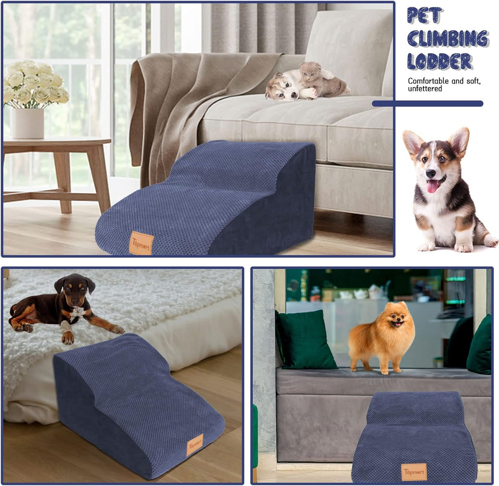 High Density Foam Dog Ramp & Steps 2 Tiers, 11.8 High, Non-Slip Dog Stairs D59324