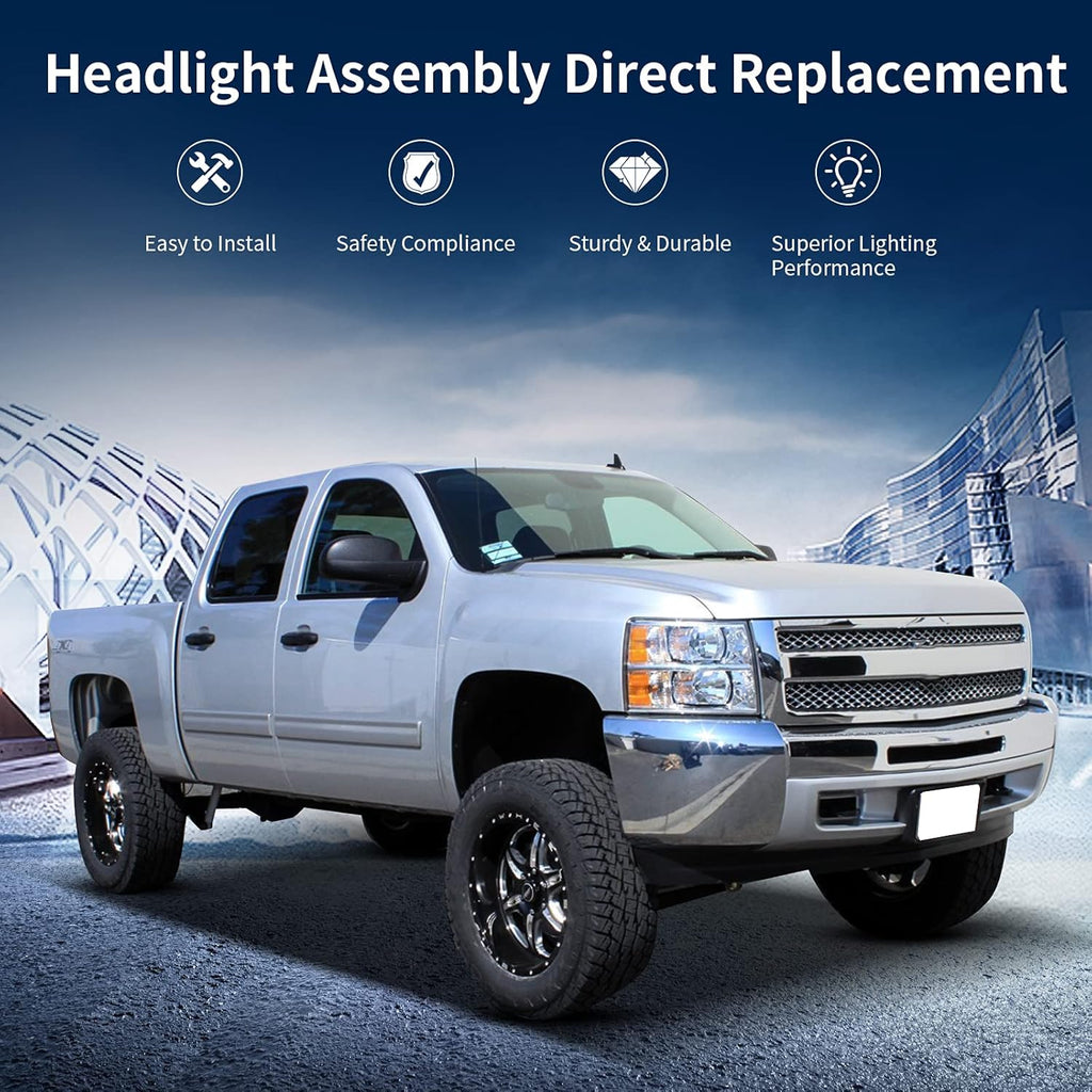 Headlight Assembly Clear Lens Chrome Housing with Amber Reflector V1901