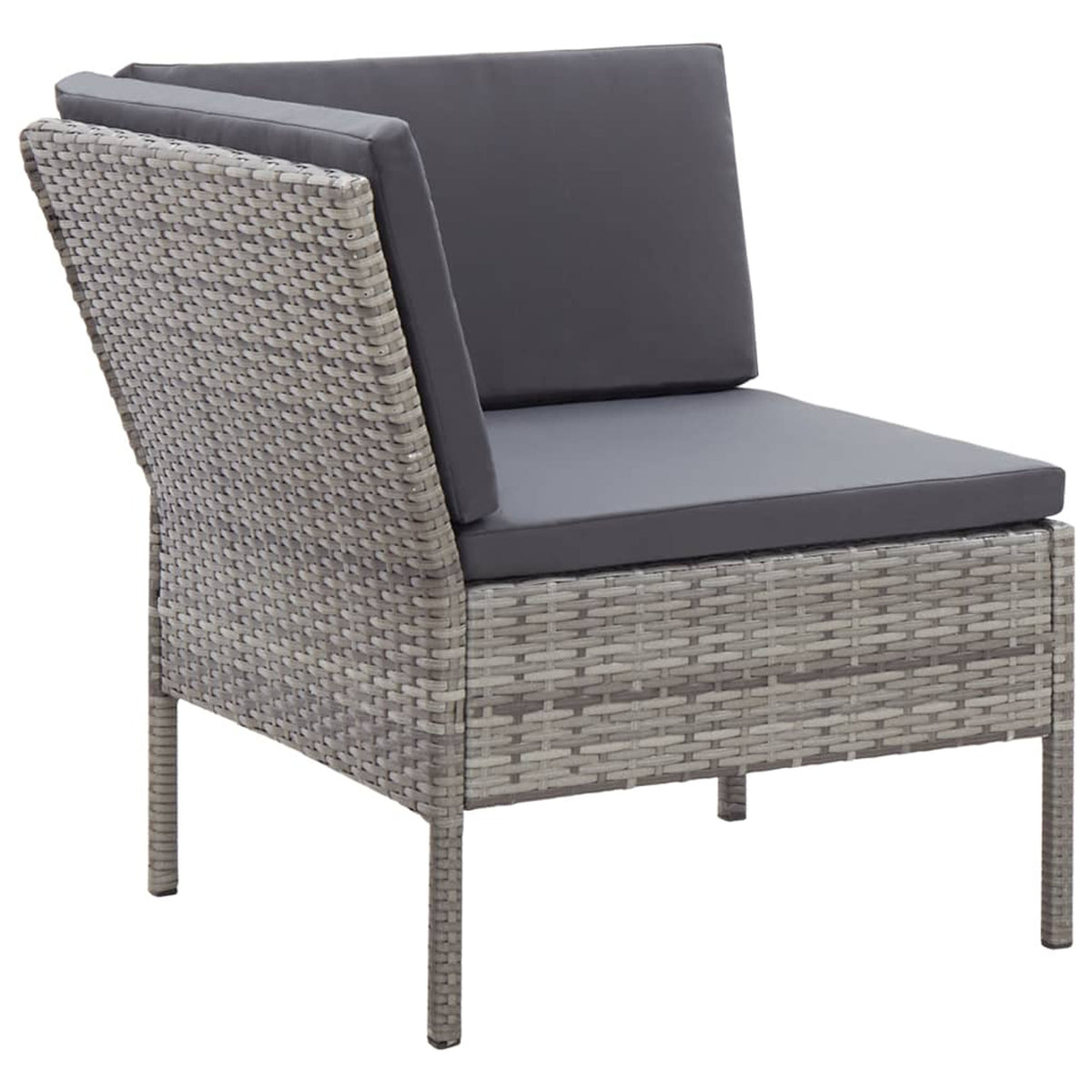6 Piece Outdoor Conversation Set Gray Poly Rattan Patio Sectional with Coffee Table H359