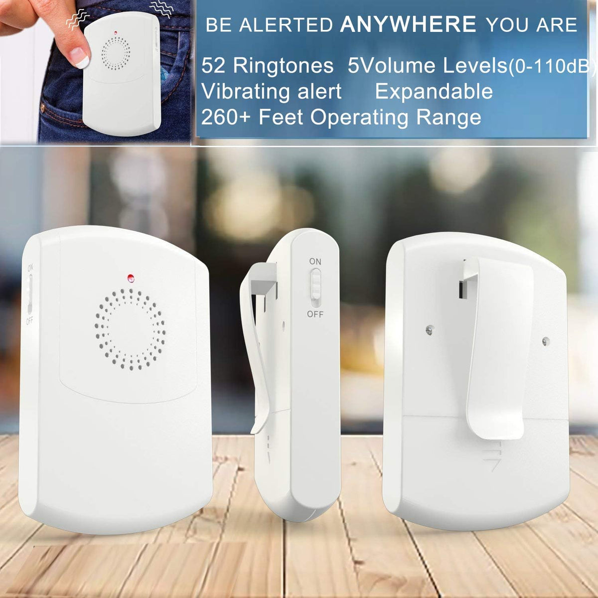 Wireless Motion Sensor Alert Room Bed Alarm with 3 Receivers and 2 Sensors G231816
