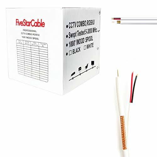 1000 ft. RG59 Siamese CCTV Coaxial Cable White 20AWG Y6564