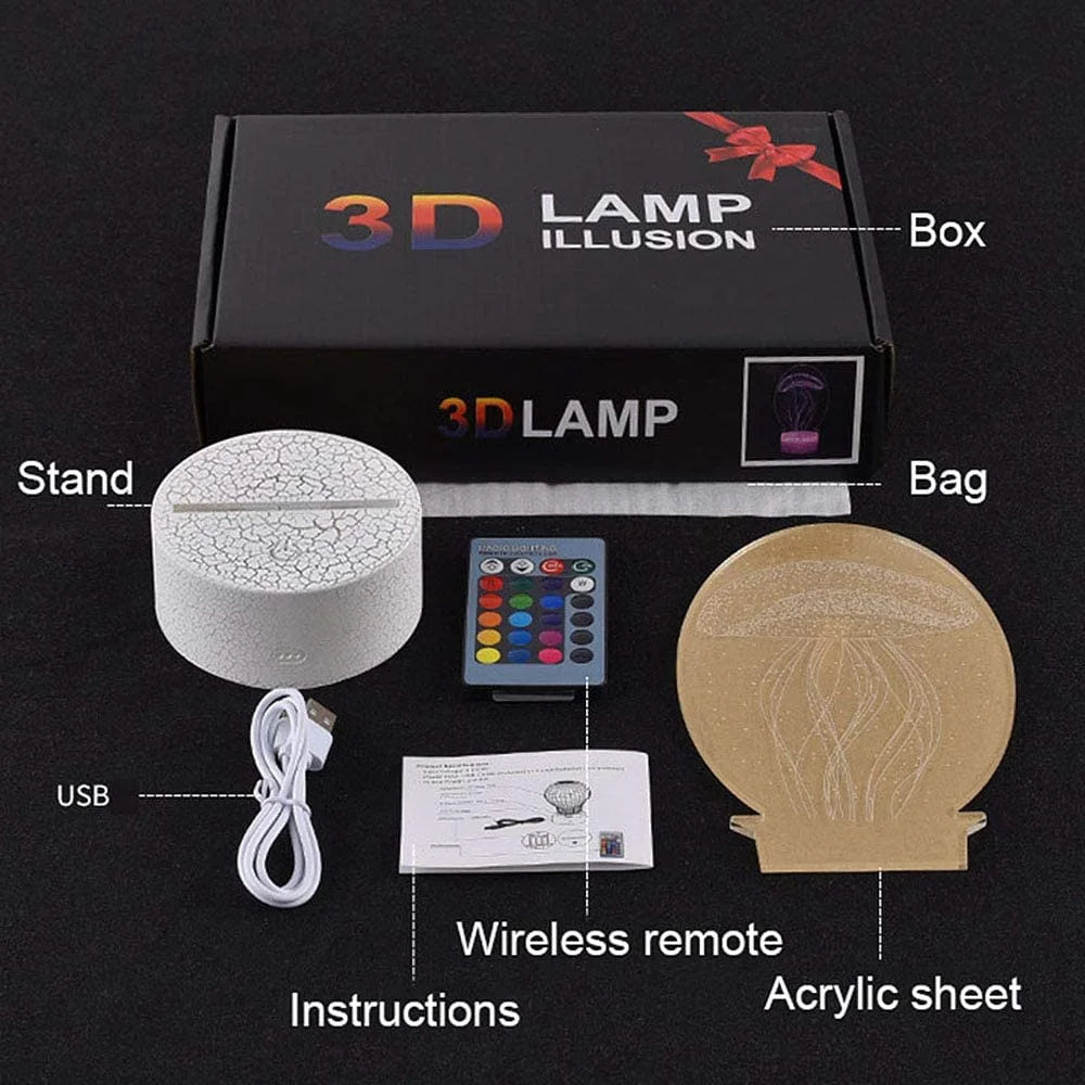 3D Illusion Night Light with Remote Control W926883
