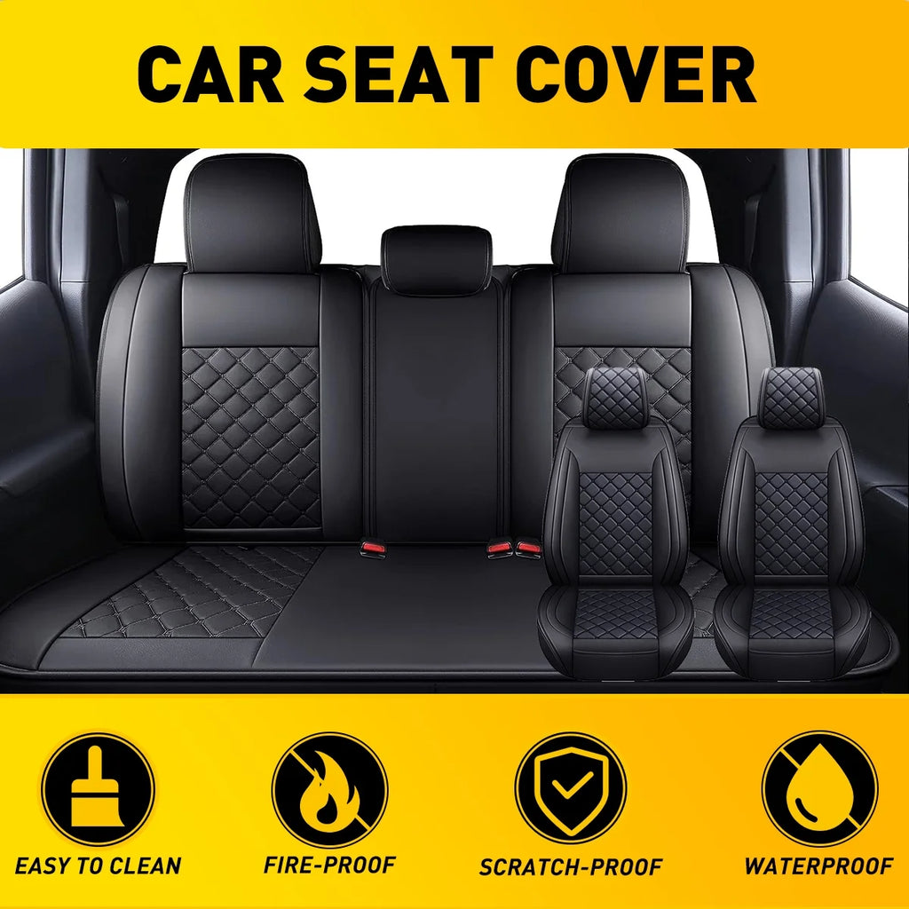 Waterproof Leather Car Seat Covers Full Set for Toyota Tacoma Crew Cab B591430