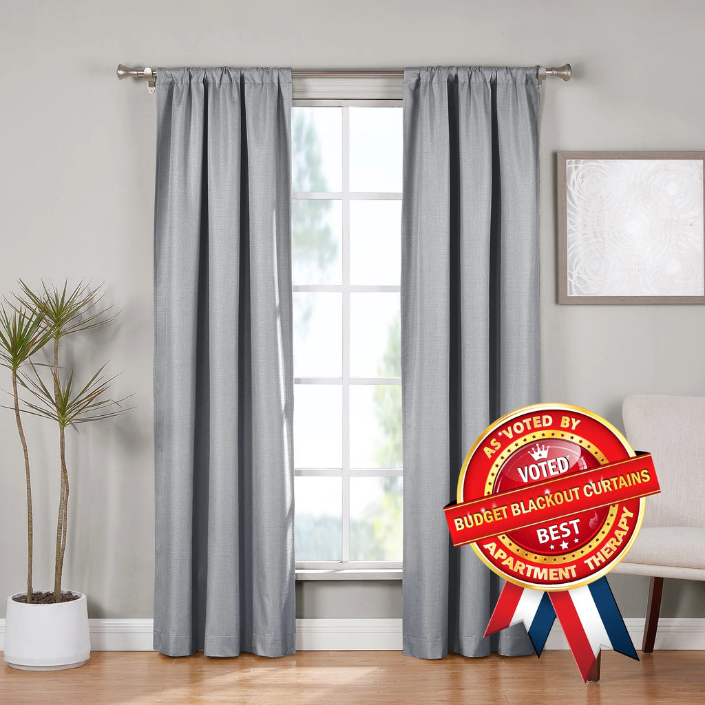Textured Blackout Curtains 2 Pack Panel Set, Gray, 40"x84" F405