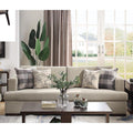 Fabric & Walnut Sofa with 4 Pillows L362241