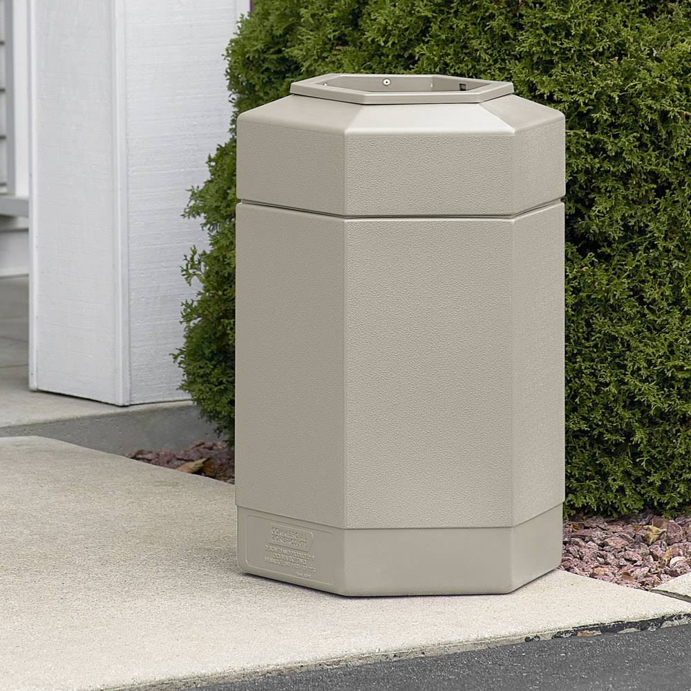 Beige 30-Gallon Hex Waste Container R3119