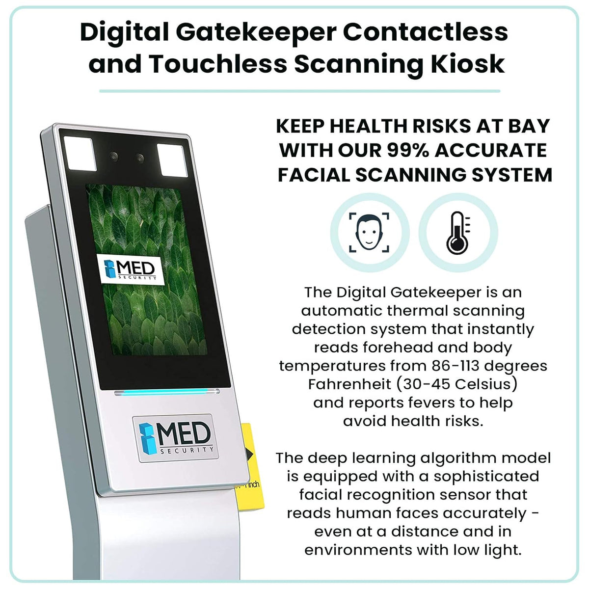 Contactless Scanning Kiosk with Facial Recognition and Temperature Scanner C4465