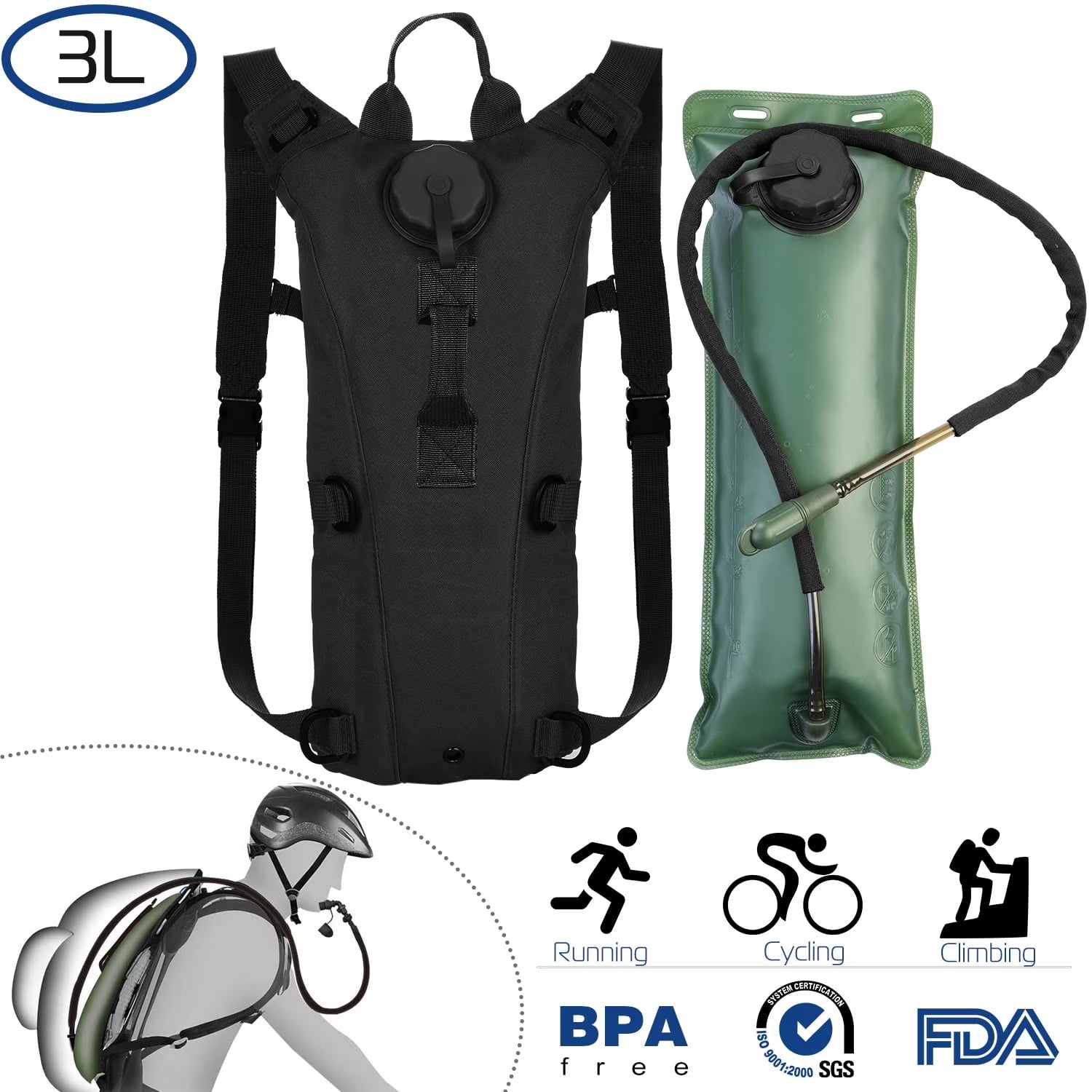 Black 3L Hydration Backpack J936920