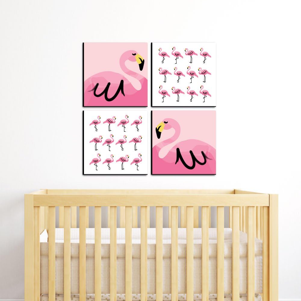 Pink Flamingo Kids Wall Art Set of 4 Prints V900