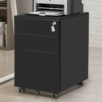 Black 3-Drawer Vertical Filing Cabinet D92352