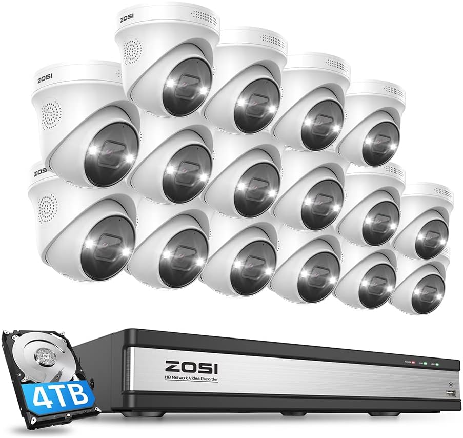 8CH 5MP PoE Security Camera System with 2TB HDD and 8pcs Wired Indoor Outdoor Cameras with 80ft Night Vision T7085